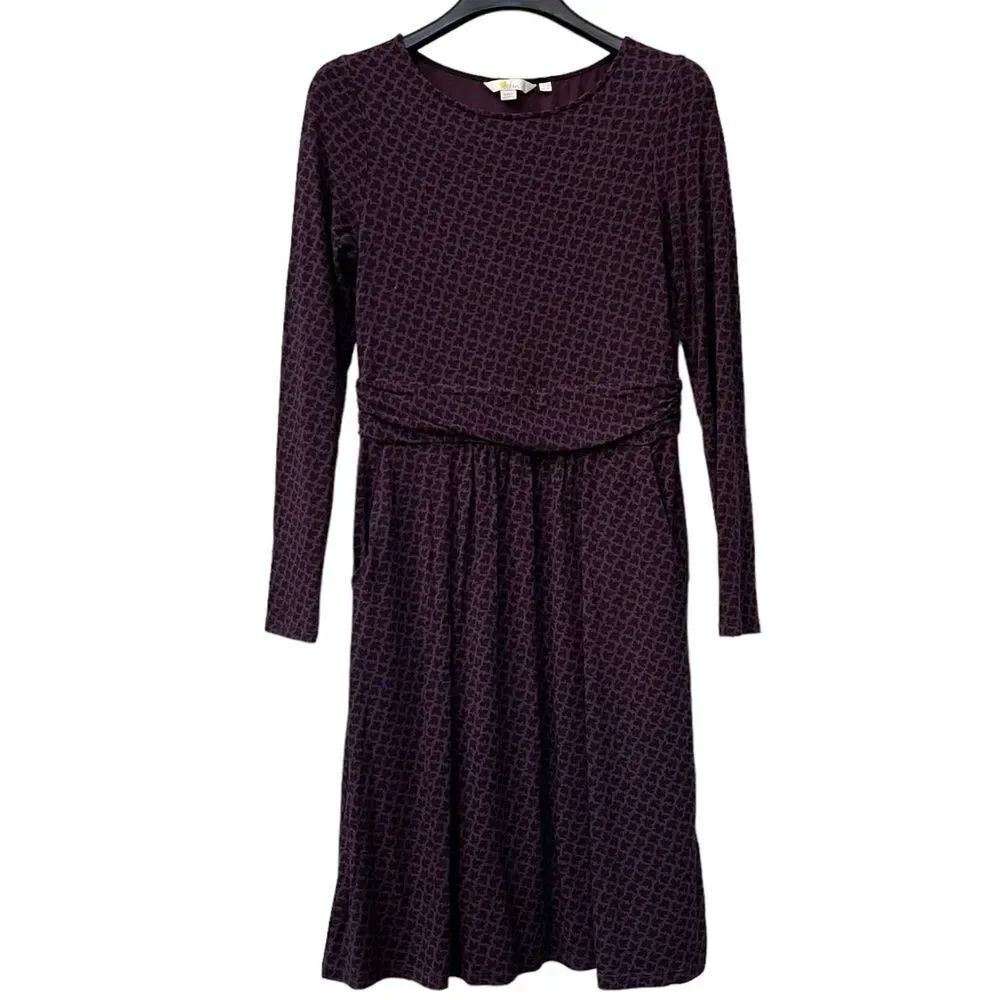 BODEN Abigail Jersey Leaf Print Dress 6 Petite